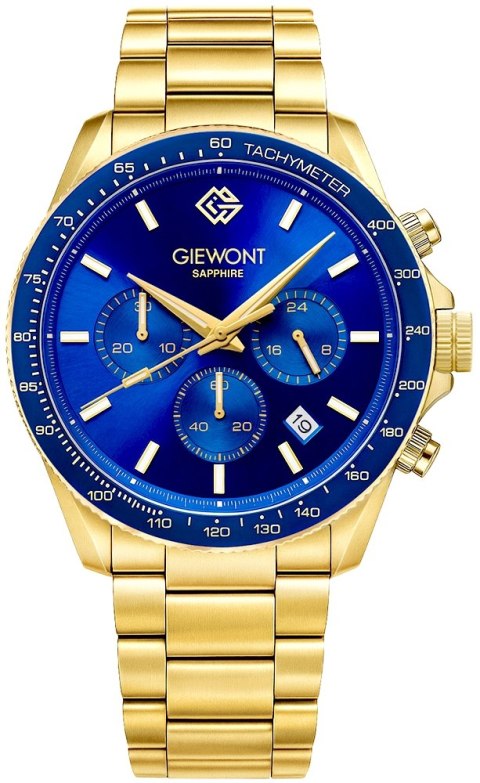 Giewont Zegarek Męski Giewont Chronograph Sapphire Złoto Niebieski GW3520-B5