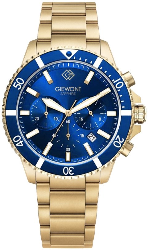 Giewont Zegarek Męski Giewont Chronograph Sapphire Złoto Niebieski GW3970-B6