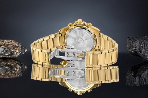 Giewont Zegarek Męski Giewont Chronograph Sapphire Złoto Niebieski GW3970-B6