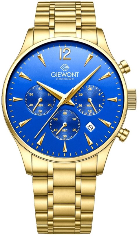 Giewont Zegarek Męski Giewont Chronograph Sapphire Złoto Niebieski GW6310-B5