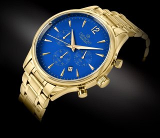 Giewont Zegarek Męski Giewont Chronograph Sapphire Złoto Niebieski GW6310-B5