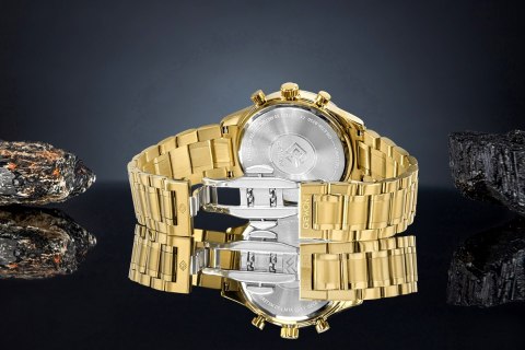 Giewont Zegarek Męski Giewont Chronograph Sapphire Złoto Niebieski GW6310-B5