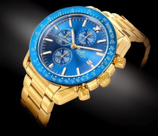 Giewont Zegarek Męski Giewont Chronograph Sapphire Złoto Niebieski GW8720-B6