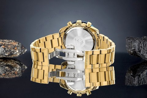 Giewont Zegarek Męski Giewont Chronograph Sapphire Złoto Niebieski GW8720-B6