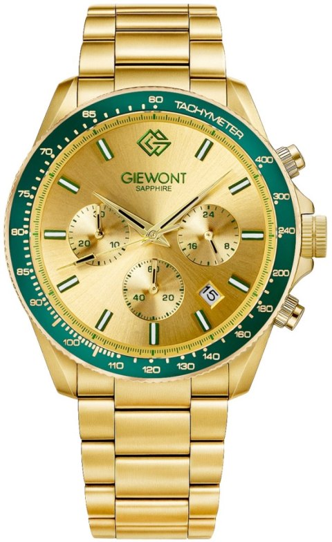 Giewont Zegarek Męski Giewont Chronograph Sapphire Złoto Zielony GW3520-B6