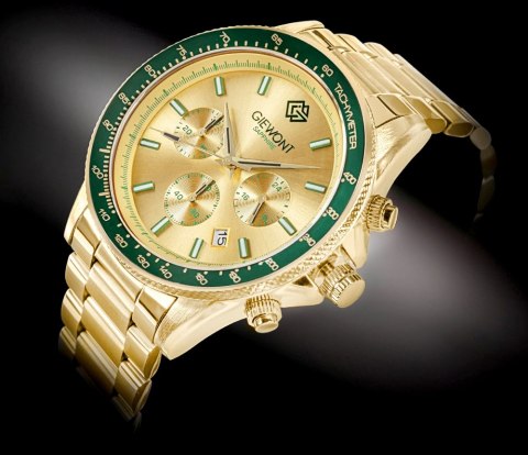 Giewont Zegarek Męski Giewont Chronograph Sapphire Złoto Zielony GW3520-B6