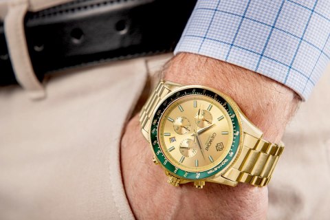 Giewont Zegarek Męski Giewont Chronograph Sapphire Złoto Zielony GW3520-B6
