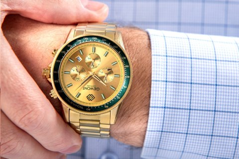 Giewont Zegarek Męski Giewont Chronograph Sapphire Złoto Zielony GW3520-B6