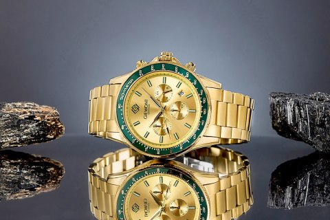 Giewont Zegarek Męski Giewont Chronograph Sapphire Złoto Zielony GW3520-B6