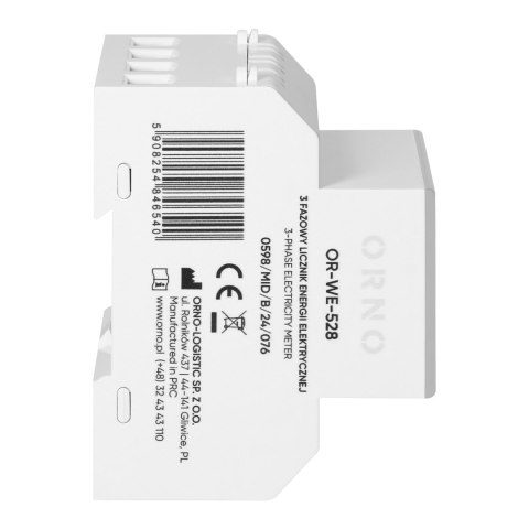 3-fazowy licznik energii elektrycznej, 100A, MID, 4 moduły, DIN TH-35mm