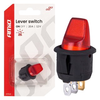 Włącznik dźwigniowy z czerwonym podświetleniem 20a 12v amio-04438