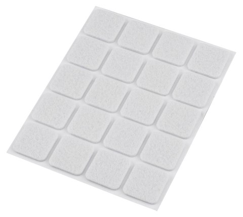 Podkładki filcowe samoprzylepne, białe 20x20 mm, 20 szt.