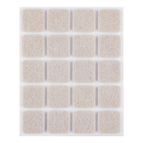 Podkładki filcowe samoprzylepne, jasnobrązowe 20x20 mm, 20 szt.