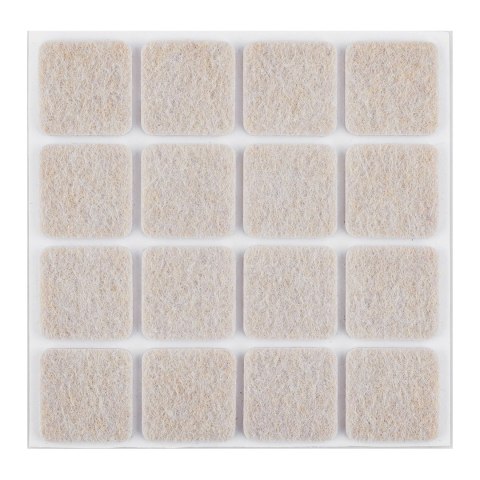 Podkładki filcowe samoprzylepne, jasnobrązowe 25x25 mm, 16 szt.