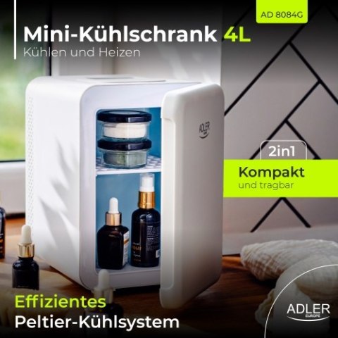 AD 8084 white Mini lodówka 4l | chłodzenie i podgrzewanie | do domu i samochodu | system peltiera