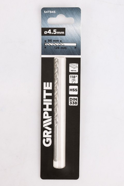 Wiertło do metalu HSS, DIN 340, przedłużane, 4.5 mm