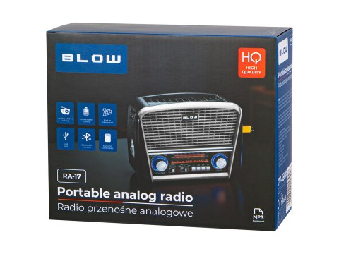 77-557# Radio przenośne analogowe am/fm bt blow ra17 solarne srebrne
