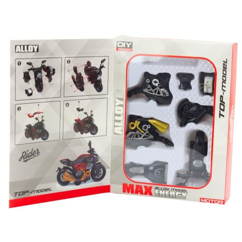 Motocykl Do Składania Skręcania Metal 1:14 DIY Czarny Złote Elementy
