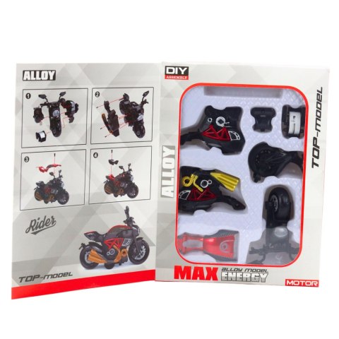 Motocykl Do Składania Skręcania Metal 1:14 DIY Czerwony