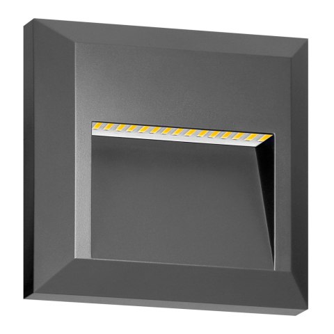 KIBO LED 1W, lampa elewacyjna, 80lm, IP65, 4000K, kwadratowa, szara