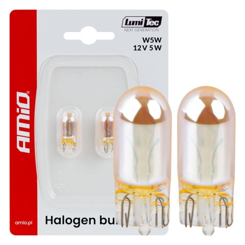 Żarówki halogenowe wy5w 12v5w lumitec pomarańczowe chrom 2szt. amio-04626