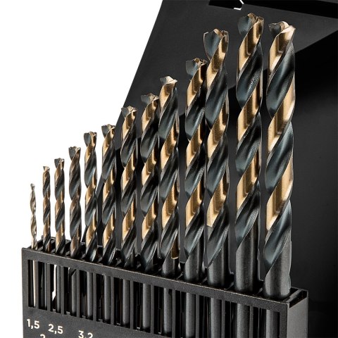 Wiertła do metalu HSS-CNC, 124°, "Pro-Tec", 1.5 - 6.5 mm, zestaw 13 szt.