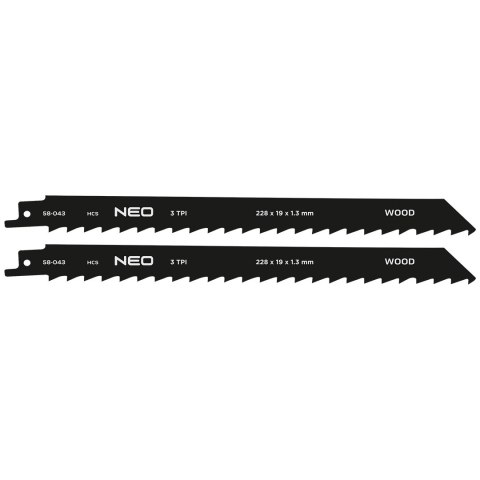 Brzeszczot do piły szablastej, HCS, 228 x 19 x 1.3 mm, 3TPI, kpl. 2 szt.