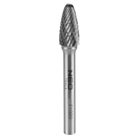 Frez do metalu HM, typ F (ostrołukowy zaokrąglony), 10 x 20 mm, trzpień 6 x 45 mm
