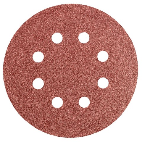 Krążki ścierne na rzep 125 mm, P60, 5 szt., z 8 otworami