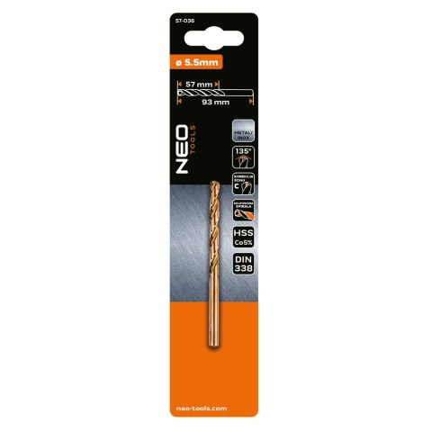 Wiertło do metalu HSS-Co, 5.5 mm