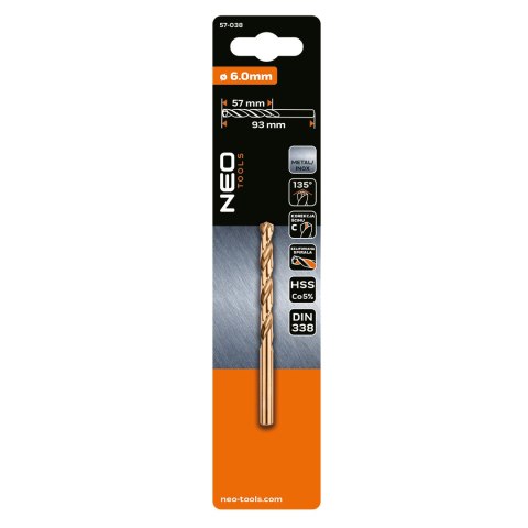 Wiertło do metalu HSS-Co, 6.0 mm