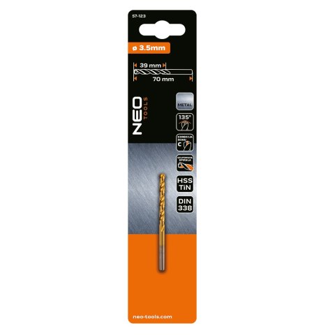 Wiertło do metalu HSS-TiN, 3.5 mm