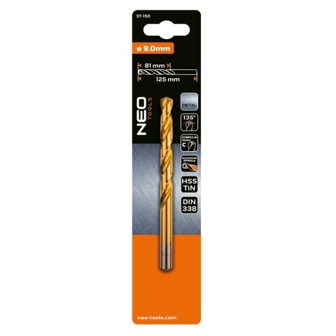 Wiertło do metalu HSS-TiN, 9.0 mm
