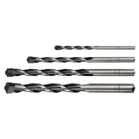 Wiertła do betonu 4-10 mm, zestaw 4 szt., końcówka motylkowa