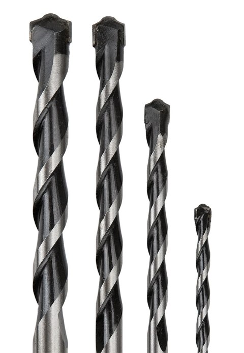 Wiertła do betonu 4-10 mm, zestaw 4 szt., końcówka motylkowa