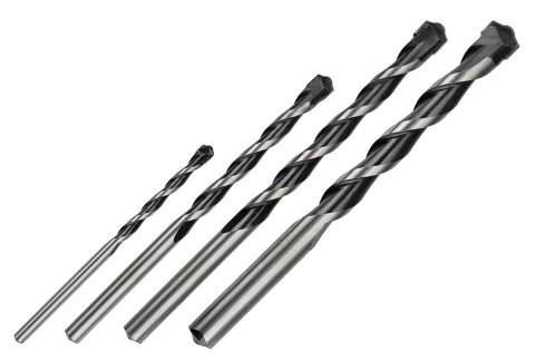 Wiertła do betonu 4-10 mm, zestaw 4 szt., końcówka motylkowa