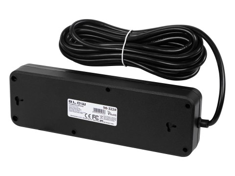 98-322# Przedłużacz sieciowy ps-450m 4-gniazda 2xusb+usb-c 5m czarny 3x1mm