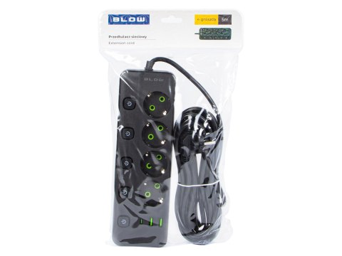 98-322# Przedłużacz sieciowy ps-450m 4-gniazda 2xusb+usb-c 5m czarny 3x1mm