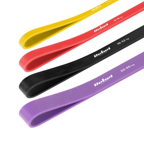 Zestaw gum do ćwiczeń TPE - Power Band PT-S7, 4-82 kg, 7 gum TPE, REBEL ACTIVE
