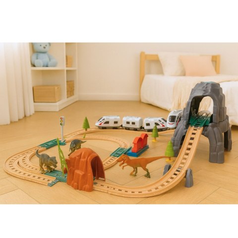 Kolejka Elektryczna Interaktywna Pociąg Wagony Tunel Wulkan Dinozaury 95 cm