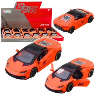 Samochód Sportowy Napęd Pull Back Metalowy Pomarańczowy 1:43