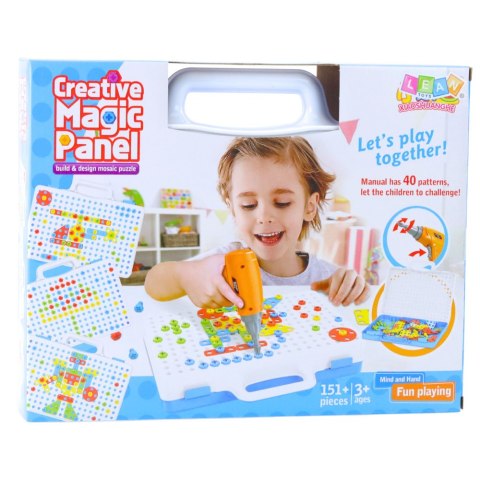 Zestaw Puzzle Klocki Edukacyjne z Wkrętarką Dla Dzieci Walizka 151 el.