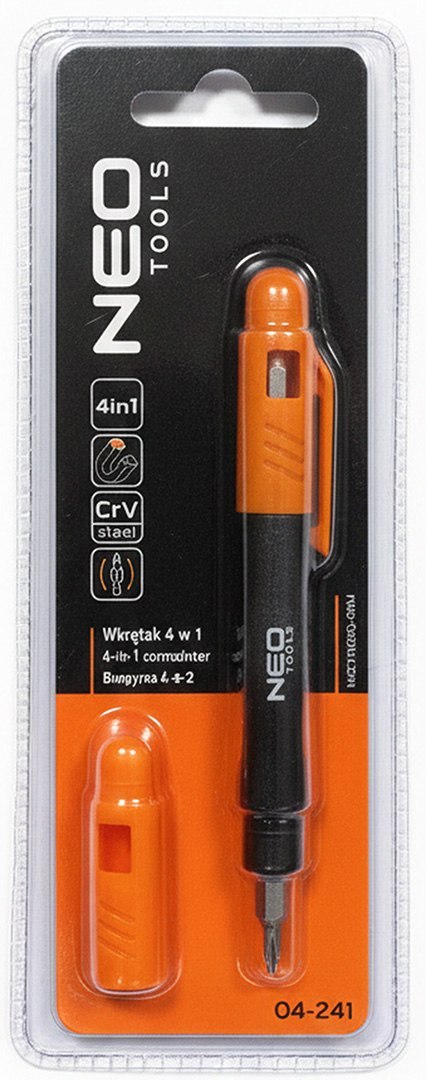 Mini wkrętak 4 w 1, bity: SL3, SL4, PH0, PH1