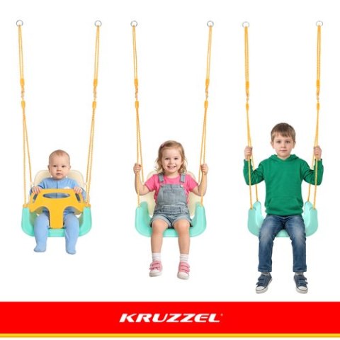 Huśtawka dla dzieci 3w1 kremowo-turkusowa Kruzzel