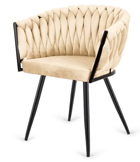 Lugano Krzesło plecione Lugano fotel TRECCIA BEIGE VELVET SMOKE
