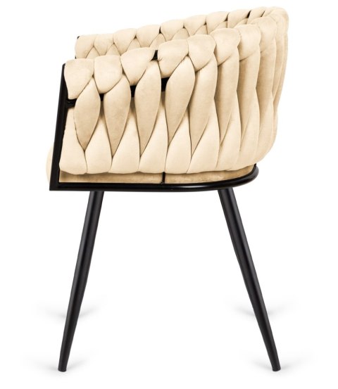 Lugano Krzesło plecione Lugano fotel TRECCIA BEIGE VELVET SMOKE