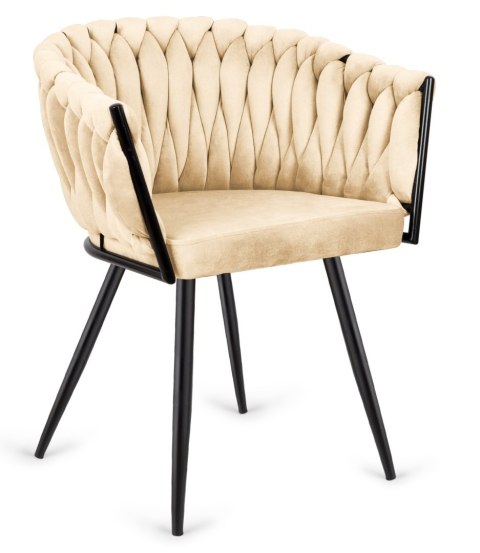 Lugano Krzesło plecione Lugano fotel TRECCIA BEIGE VELVET SMOKE