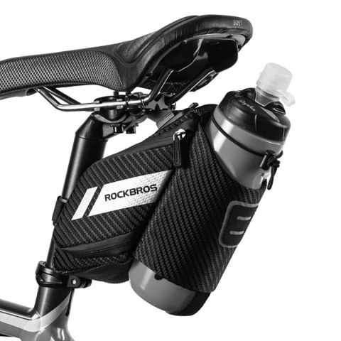 Torba rowerowa pod siodełko z kieszonką na butelkę bidon 1.5l - czarna