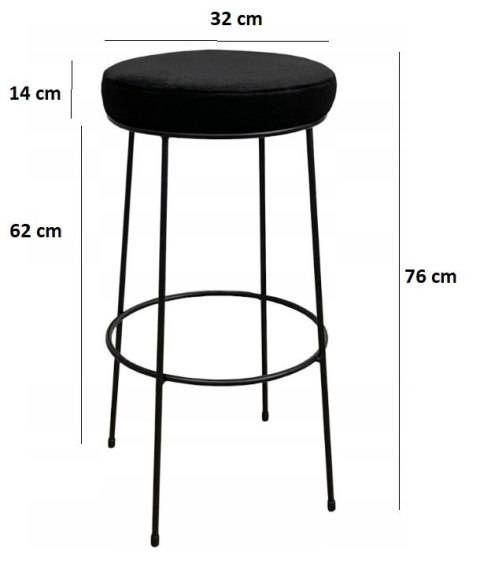 Lugano Krzesło barowe ASTI BLACK PU hoker BAR II GATUNEK