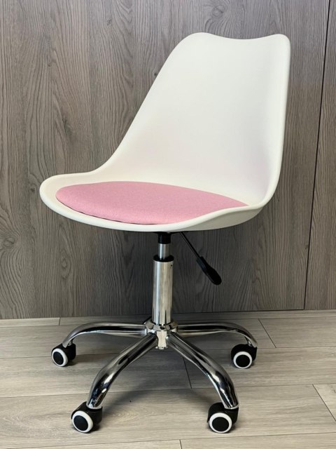Lugano Krzesło obrotowe MONZA OFFICE WHITE + PINK FABRIC II